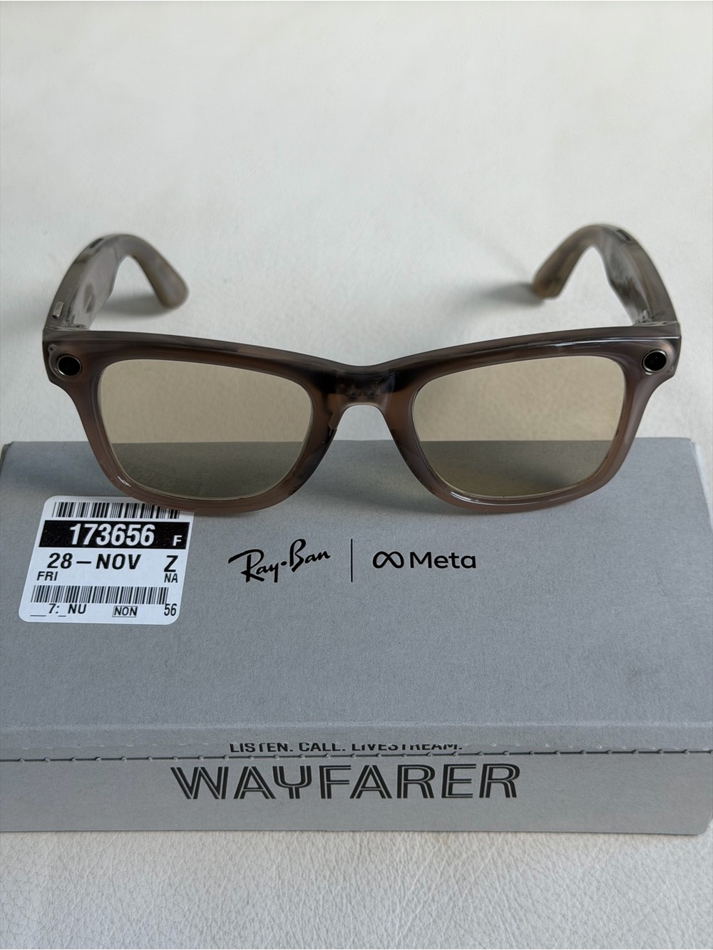 Ray-Ban Meta AI glasses in Rare Translucent Brown frames, and Transition lens